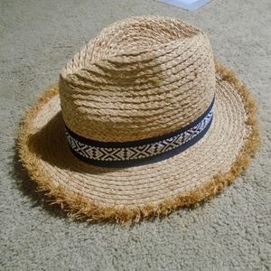 TARGET Fringe Trim Raffia Ribbon Banded Sun Hat